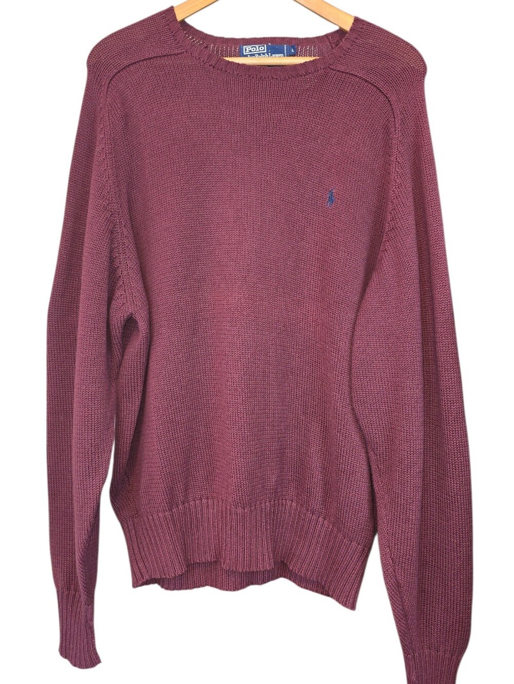 Vintage Polo Ralph Lauren Cotton Crewneck Sweater Burgundy Men’s Size Large